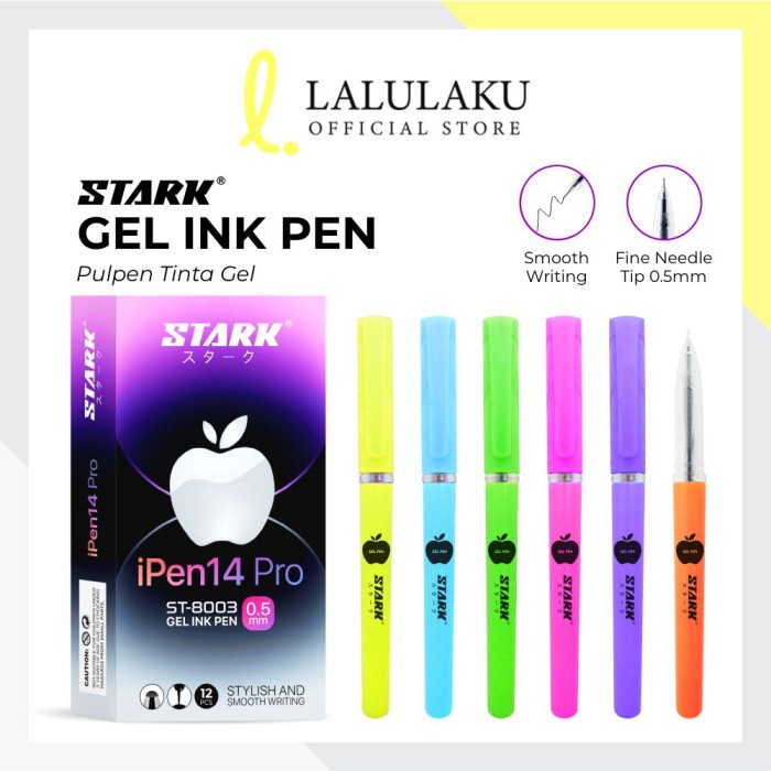 

Pen Apel Gel Stark 12 Pcs Pulpen Sekolah Kantor Tinta Hitam Pen Apple