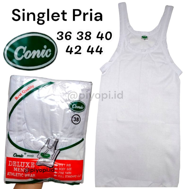 Singlet Pria CONIC 44 - 36 Kaos Dalam Remaja Dewasa Jumbo Katun Salur Adem