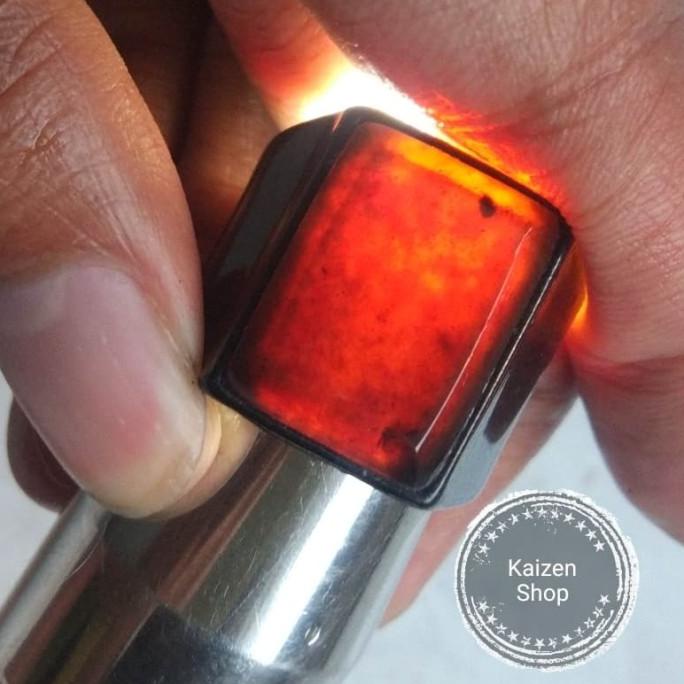 Batu Akik Kecubung Api Yaman Wulung Ring Titanium + Bonus menarik
