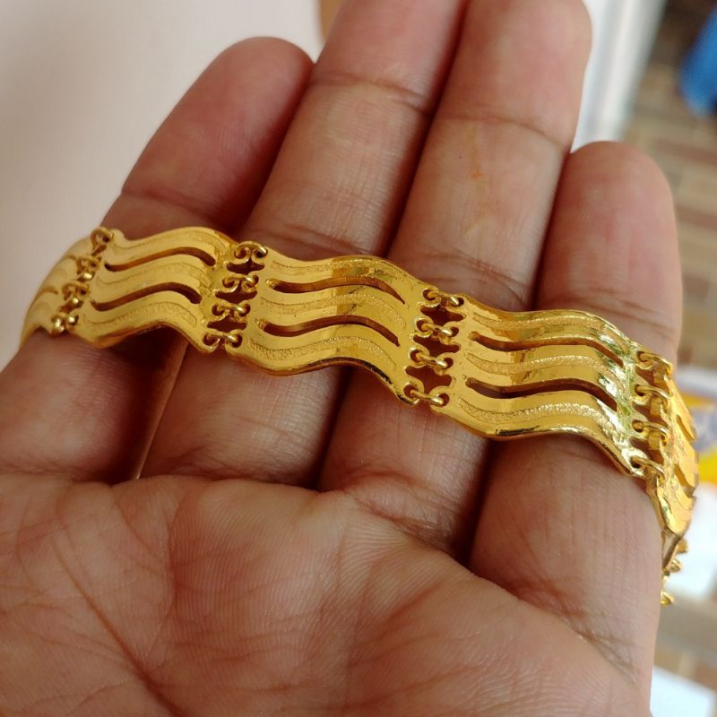 Gelang  Bambu Gandeng Lapis Emas 24k
