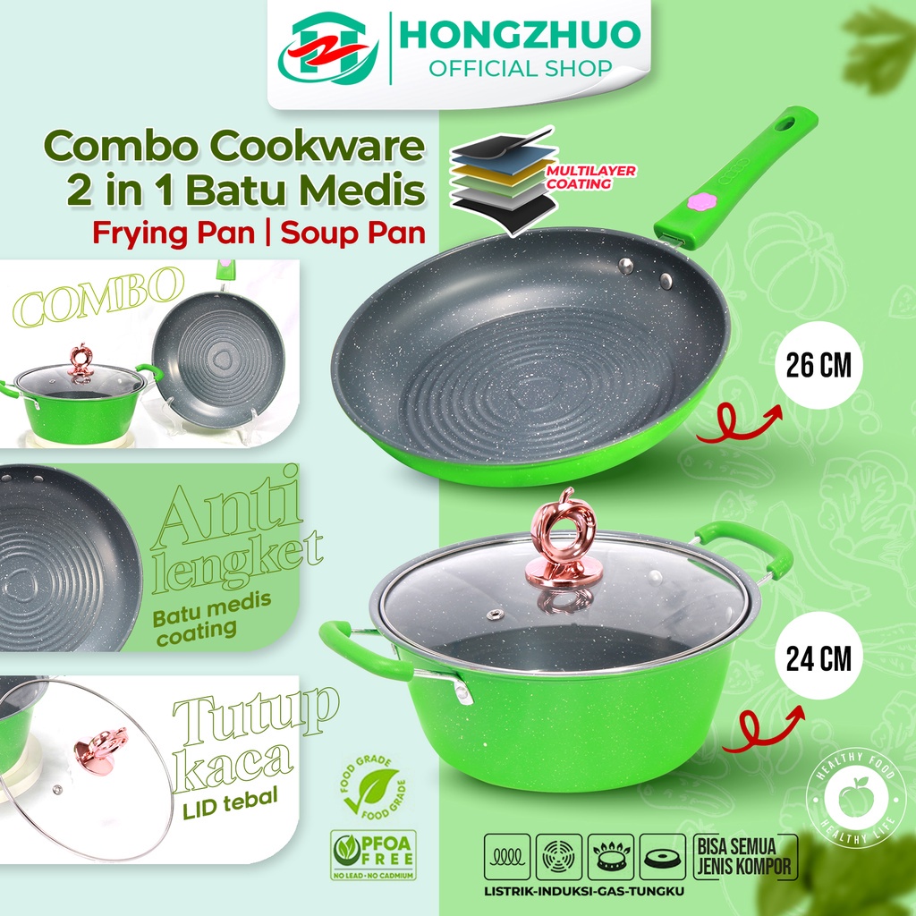 Panci Set Isi 5 Pcs Anti Lengket 13 Promo 3 In 1 Stainless Tebal Murah Pengukus Dimsum Dapur Steel 1