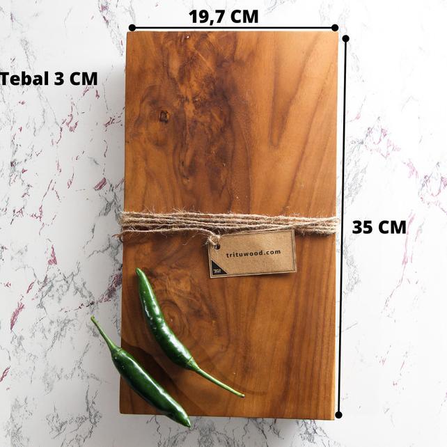 Talenan Kayu Jati Asli Utuh Kotak Persegi Polos Trituwood