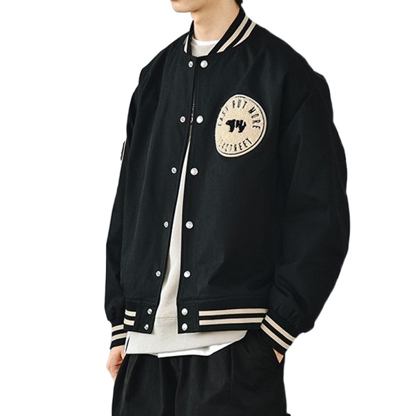 Jaket Seragam Bisbol Bordir Gaya Jepang, Mantel Jaket Seragam Bisbol Retro Bordir Gaya Jepang