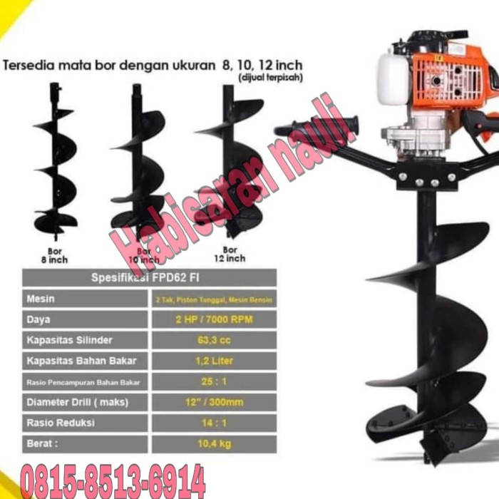 Alat Petukangan Mesin Bor Tanah 63Cc Diameter Mata Bor 300 Mm