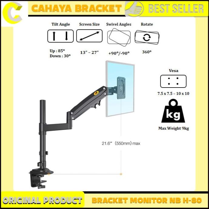 Bracket Monitor Braket Monitor Meja Pc 22''-35'' Gas Spring Monitor