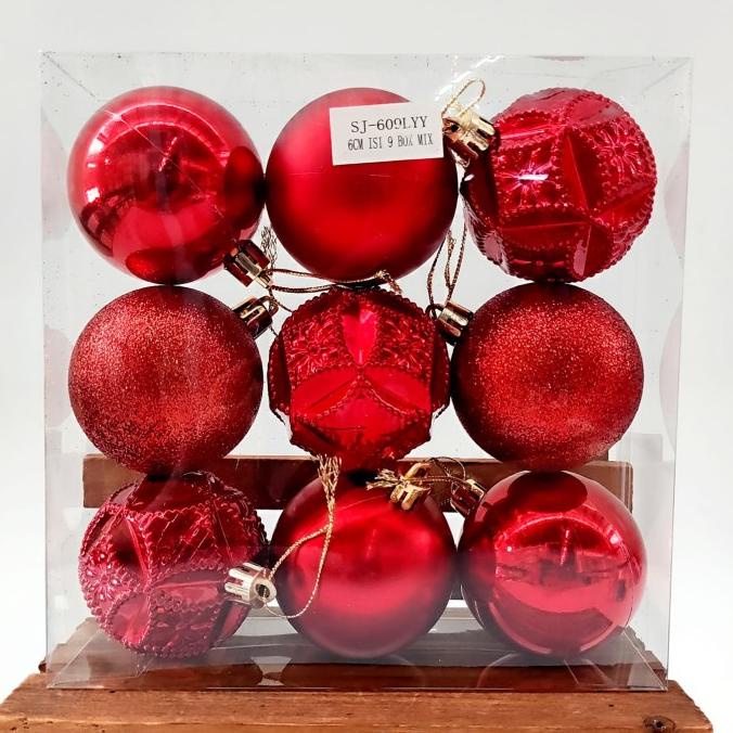 

Bola Natal Premium Isi 9 Dekor Ornamen Christmas Ball Rose Gold Merah Original