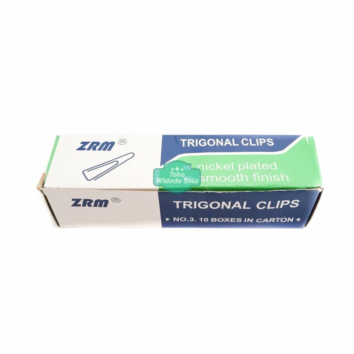 

Klip Kertas Kecil ZRM Trigonal Clips No 3 Grosir 1 Box Isi 10 Pack