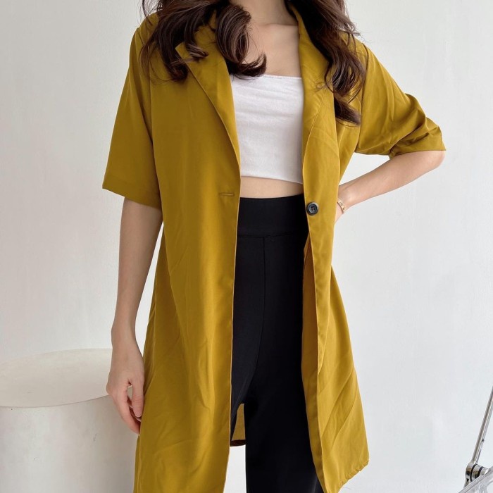 9-164 Blazer Silva Blazer Panjang Wanita Kerja Kuliah Katun Polos