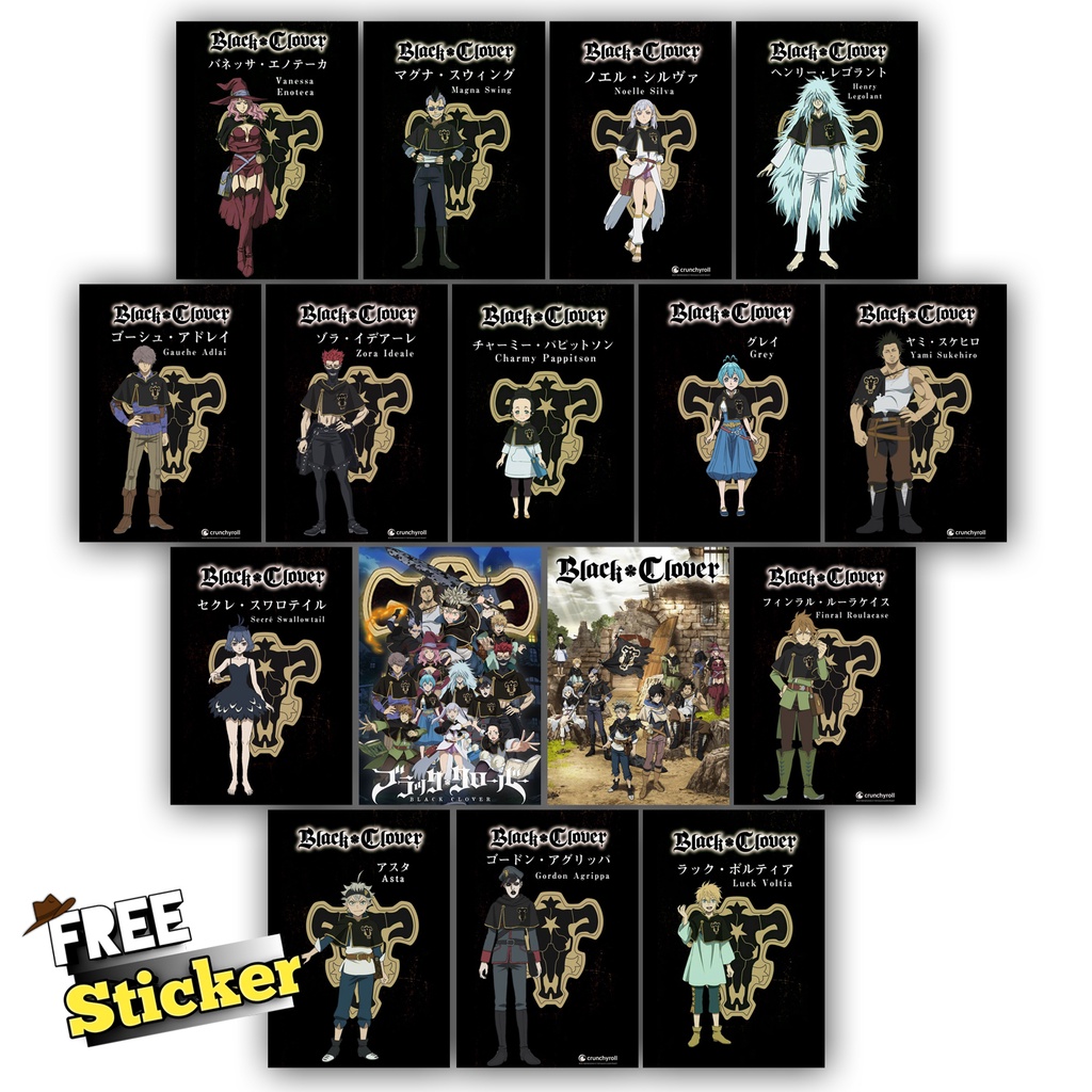[16 Pcs] Poster Anime Black Clover Banteng Hitam Squad / Poster Anime Black Clover