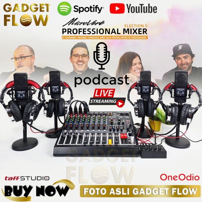 PAKET PODCAST PREMIUM 4 Mic LGT-240 Taffstudio MICROVERB ELECTION 8