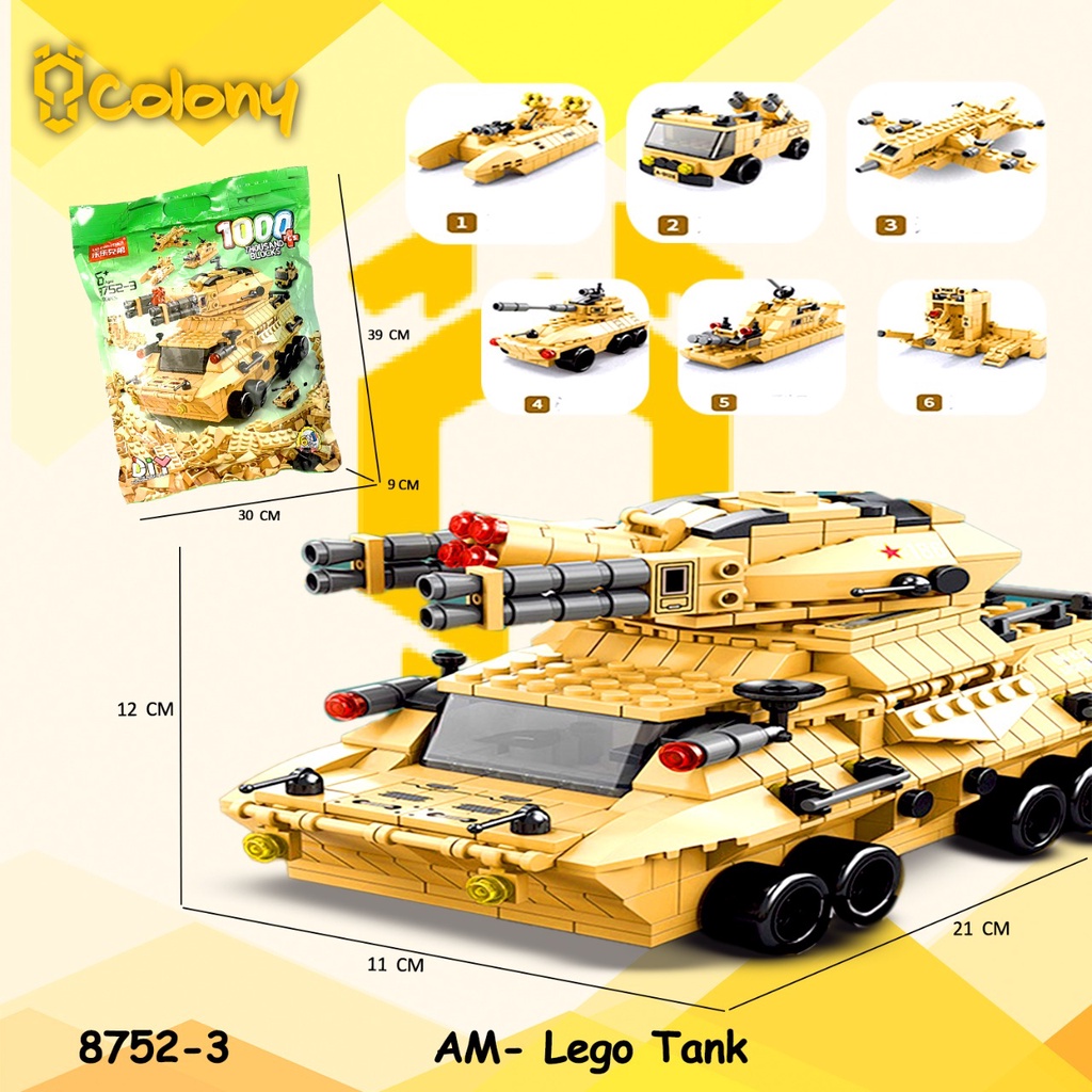 AM-Lego Tank Mobil Tank Blok Block Balok Bricks Tumpuk Set Mainan Anak Hobi Koleksi Model Kit Colony