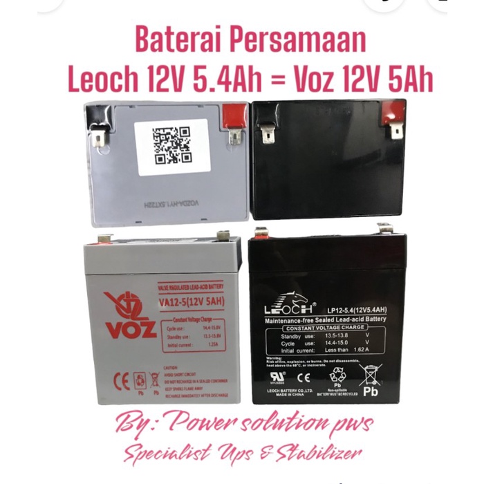 Aki Ups / Baterai persamaan Leoch 12v 5.4Ah. Voz 12v 5Ah