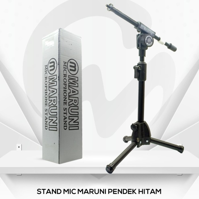 Promo Stand Mic Maruni Pendek / Tiang Mic Pendek Hitam Free Holder