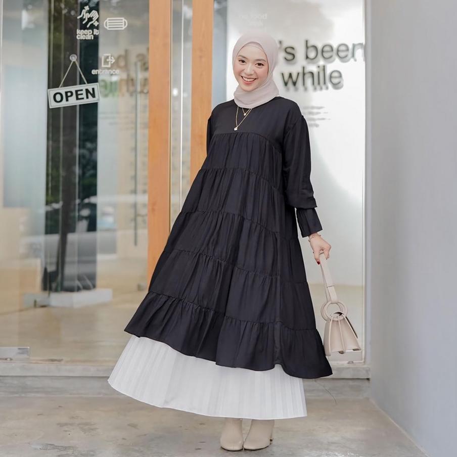 SALE  CEMPAKA TUNIK FULL RUFLE / CEMPAKA TUNIK JUMBO RAYON PREMIUM RUFFLE /MIDI DRESS CREPE