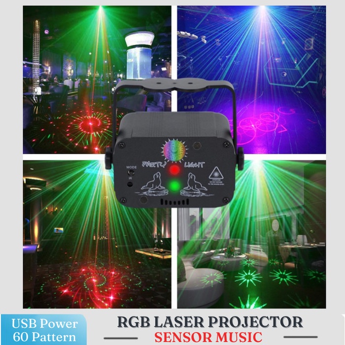 Lampu Proyektor Laser Panggung LED Mini Lighting Laser Projector Disco