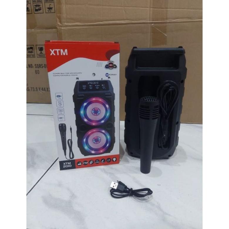 Terbaik + Speaker Bluetooth Karoke XTM 2010 Speaker Super Bass +  Mic Plus 