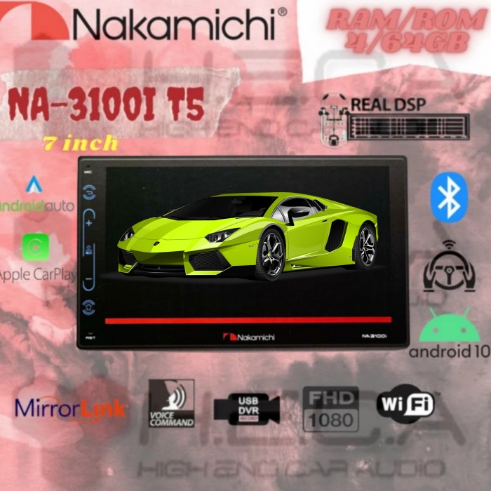 Asli Nakamichi Na-3100I T5 4/64Gb Android 7" Head Unit Double Din 7 Inch Free Ongkir