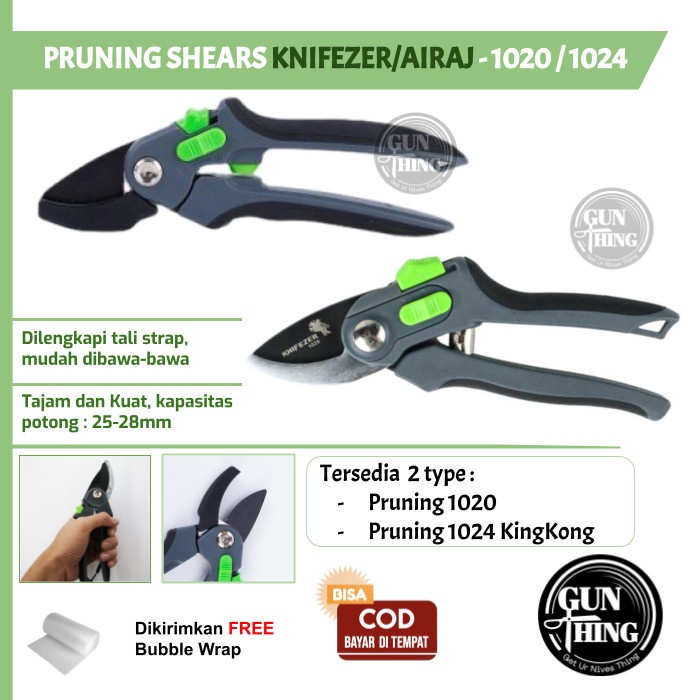 Promo Gunting Pruning 1020 - Knifezer / Airaj - Gunting Dahan Bunga Ranting