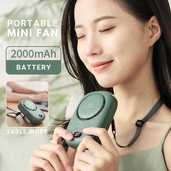 TERBARU PREMIO Kipas Angin Kecil Gantung Leher Mini Portable Neck Fan USB /KIPAS ANGIN MINI/KIPAS