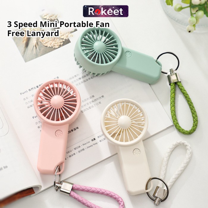 TERLARIS Rokeet Kipas Angin Mini Portable Genggam Gantung Mini Fan Recharge /KIPAS ANGIN MINI/KIPAS
