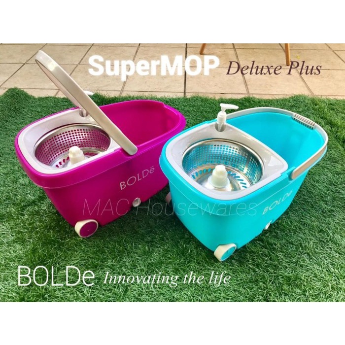 Bolde Super Mop Deluxe + Plus Alat Pel Putar Stainless Roda Drainase