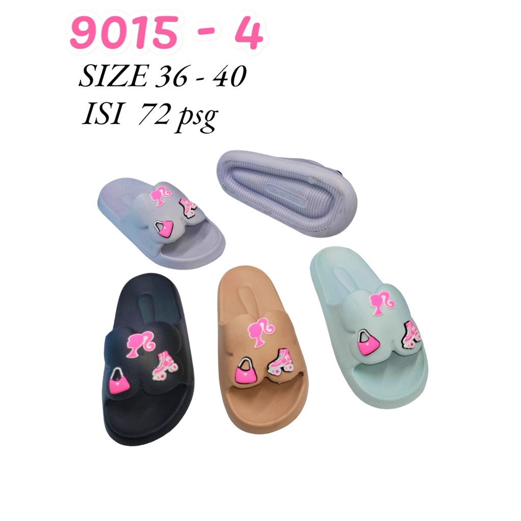 Sandal Slip On karet Jelly Barbie Wanita Dewasa Anti slip Size 36-40 9015-4