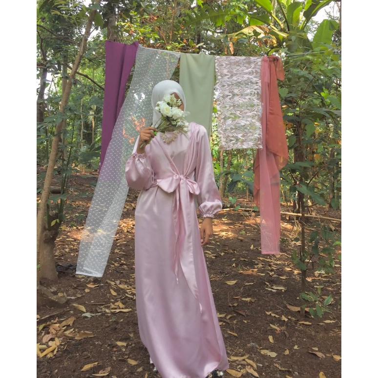 Flash Sale Dress Kondangan Satin Korean Style Dress Kondangan Wedding Dress Remaja Jumbo Brukat Hija