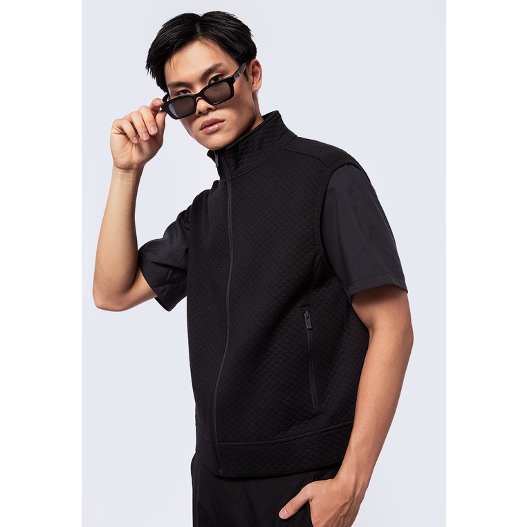 Executive Zipped High Neck Vest Black