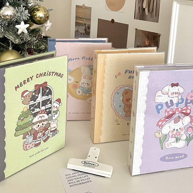

A5 Binder Cover 6 Ring Seni Kartun Bentuk Glitter Buku Penyimpanan Photocard Idola Kpop Korea Photo album 2r