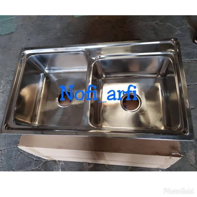 Siap proses Bak cuci piring stainless/wastafel 2 lubang/sink 83 x 47 Ready 301