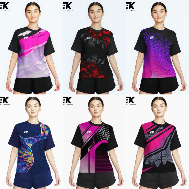 KAOS DAN SETELAN BADMINTON WANITA 1 SET BAJU VOLI WANITA BAJU SENAM CEWEK KAOS BULUTANGKIS CEWEK JER