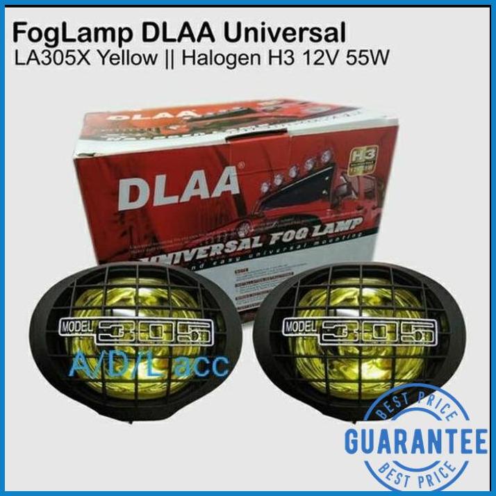 LAMPU TEMBAK SOROT PENERANG FOGLAMP BUMPER DEPAN MOBIL OVAL KUNING UNIVERSAL JEEP 305 | DLN