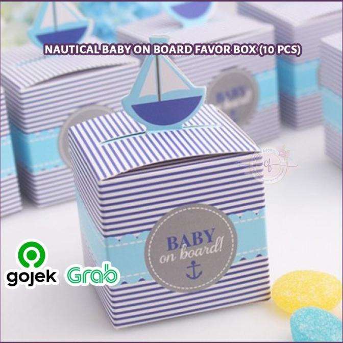 

HAPPYSTORE Kemasan Manye Goodie Bag Snack Ulang Tahun Nautical Baby Box 10 Pcs
