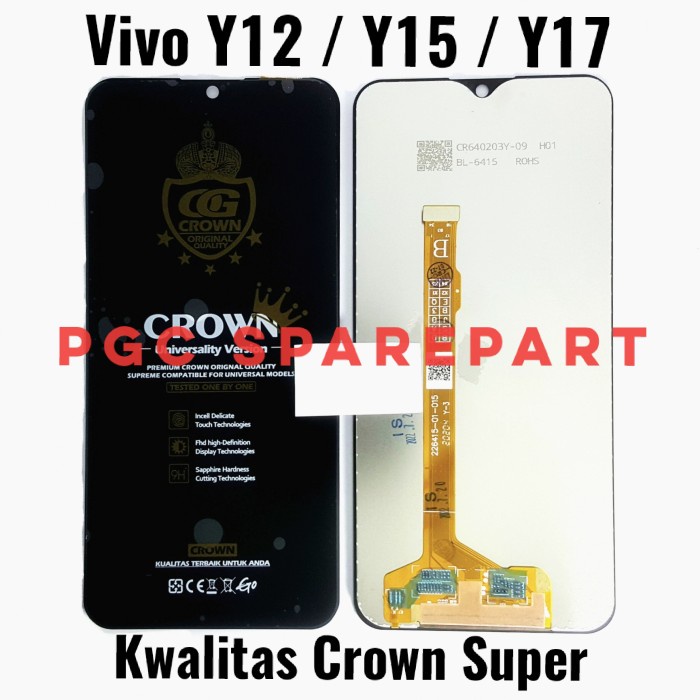Crown Super LCD Touchscren Vivo Y3 Y11 Y12 Y12i Y15 Y17 1901 1902 1904