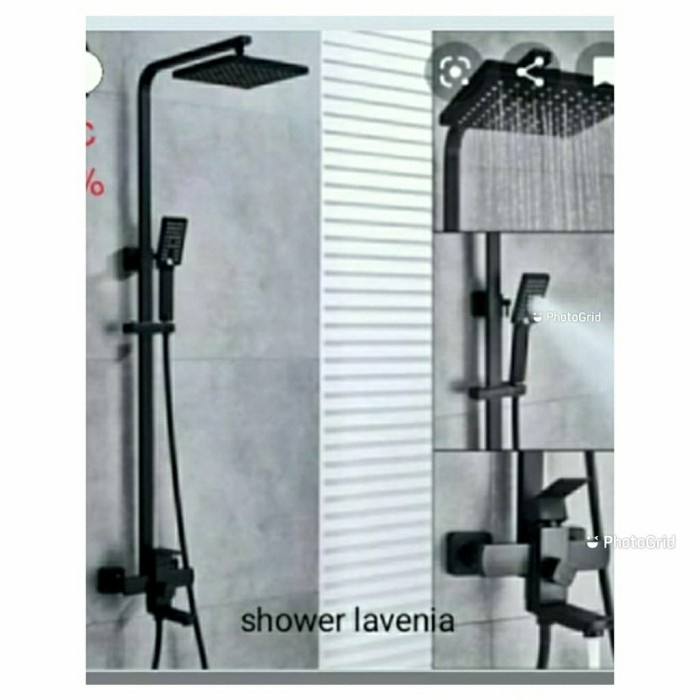 Promo Shower Tiang Panas Dingin Hitam Stainless Lavenia
