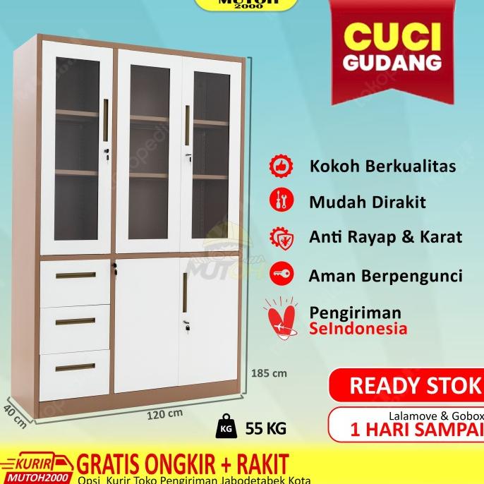 

New Lemari Arsip Lemari Besi Filling Cabinet - Kombinasi 3 Pintu 3 Laci Terbaik
