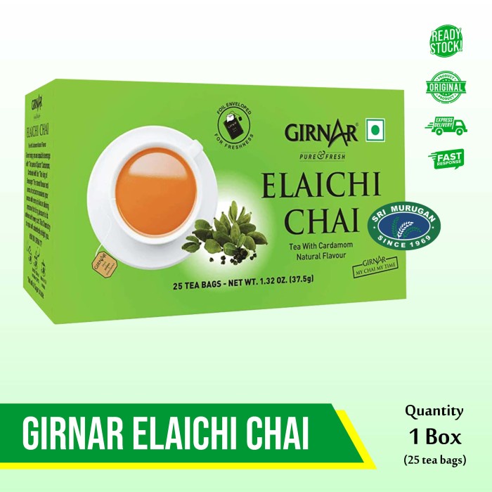 

Ready stock] GIRNAR ELAICHI CHAI 25 TEA BAGS [27.5G]