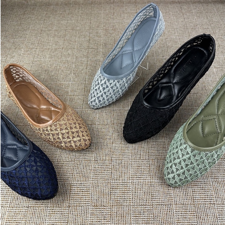 Sepatu Flat Wanita Bahan Brukat Ja-75 Gravici
