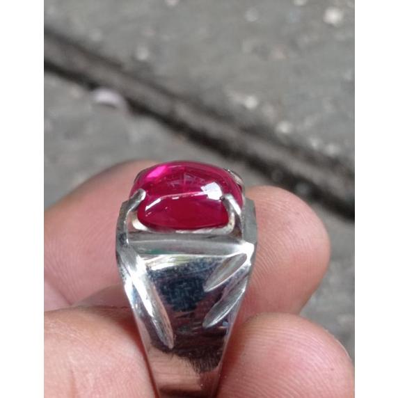 Baru batu cincin delima merah siem siyam Bangkok asli anti gores mban monel anti karat anti luntur 