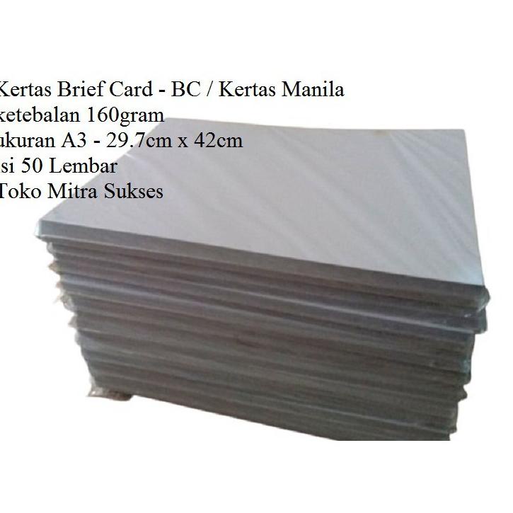 

Berkualitas 50 Lembar Kertas Brief Card - BC - Kertas Manila 160gram A3