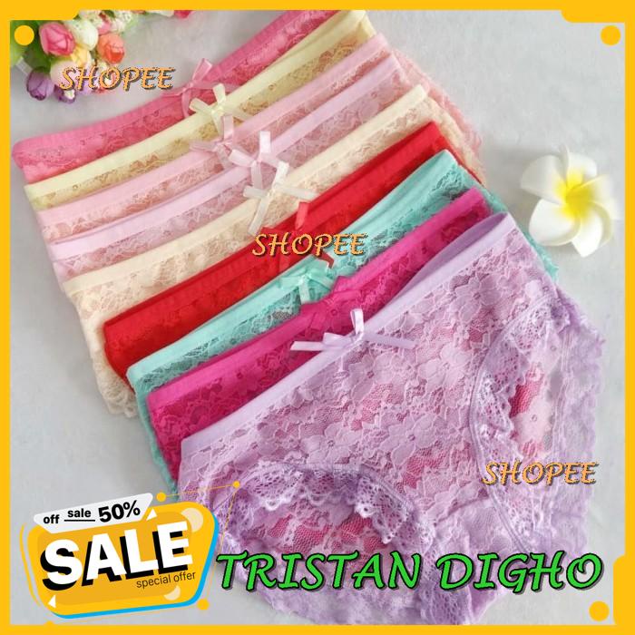 CELANA DALAM WANITA SEXY CELANA RENDA TRANSPARAN C  - MERAH MUDA, XL / CELANA DALAM WANITA SEXY CELA