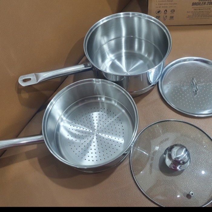 [Ori] Panci Steamer Kukusan Stainles Double Boiler Fortius 20Cm Bisa Gojek