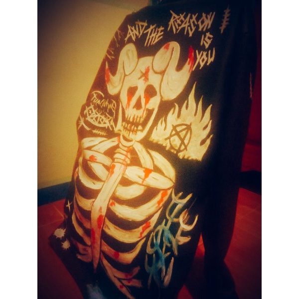 JACKET JEANS / KULIT LUKIS KEREN PRIA ORIGINAL HITAM