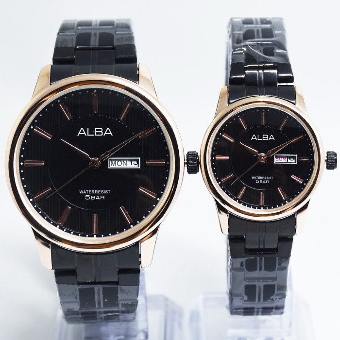 ✅Ori Jam Tangan Alba Couple Rantai Black Rosegold Date Day Active Terbatas