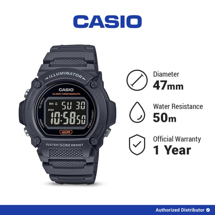 ✅Ori Casio Jam Tangan Pria Digital W-219H-8Bvdf Terbaru