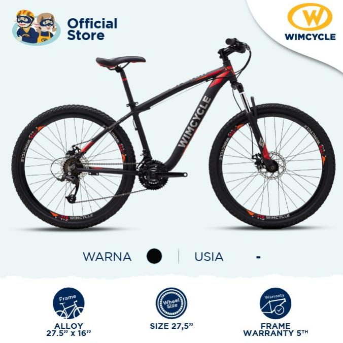 Terbaru Wimcycle Sepeda Gunung Mtb Storm 27.5 - Hitam Terbaik