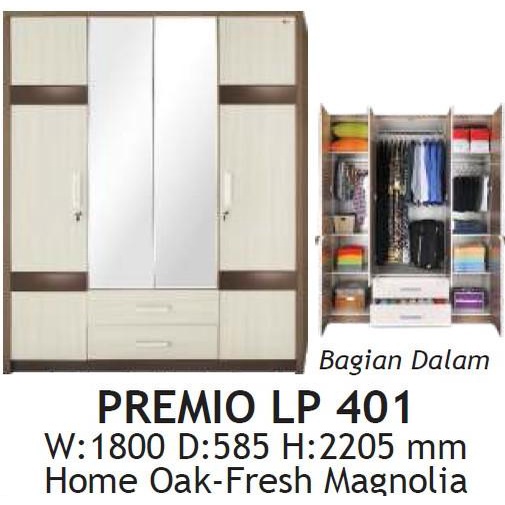 *$*$*$*$] Lemari pakaian 4 pintu modern seri Premio LP 401 merk ACTIV