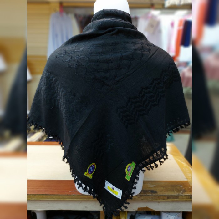 Sorban Sorban Segi Empat Hitam Polos Almasin - Hitam, All Size(W7D8) Sorban Palestina Putih Sorban Y