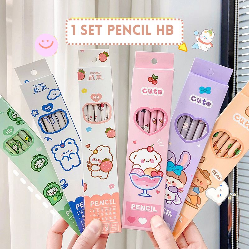 

Pensil Sekolah Set Hb isi 6/ Alat Tulis Set Motif Kartun