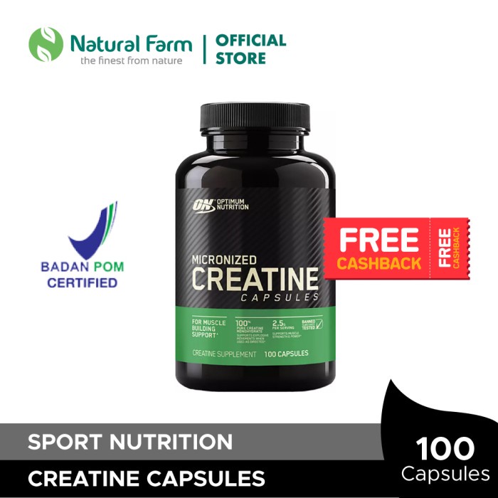 Terbaru Optimum Nutrition Creatine 2500 Mg - 100 Capsules Promo Terlaris